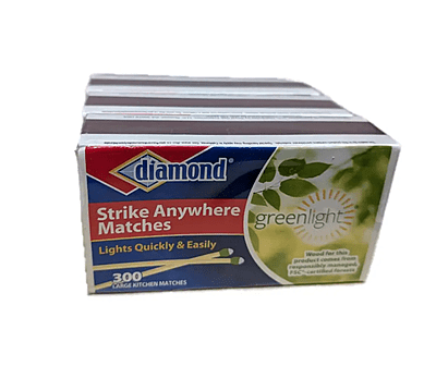 (3 boxes) (300 per box) Diamond Greenlight Strike Anywhere Matches